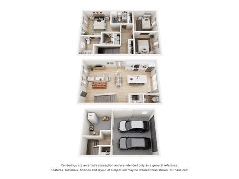 Floor plan for 3 beds, 3 baths, 1516 sqft